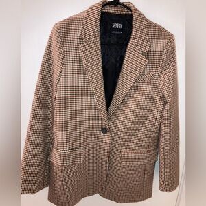 Zara Brown Checkered Blazer